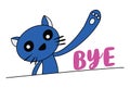 Vector Cartoon Illustration Of Blue Cat Say Bye Royalty Free Stock Photo