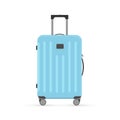 Vector cartoon illustration of blue suitcase isolated on white background. Royalty Free Stock Photo