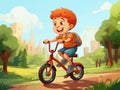 boy child rides a bike in the park Royalty Free Stock Photo