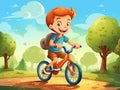 boy child rides a bike in the park Royalty Free Stock Photo