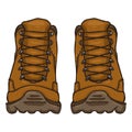 Vector Cartoon Illustration - Brown Extreme Hiking Boots. Royalty Free Stock Photo