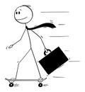 Vector Cartoon Illustration of Businessman Skateboarder or Skater Riding or Skateboarding on Skateboard