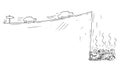 Vector Cartoon Illustration of Cars Moving Fast on the Road Following the Arrow but Falling Down off Cliff. Concept of