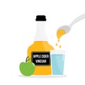 Vector cartoon illustration, concept of drinking apple cider vinegar for detox Royalty Free Stock Photo