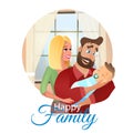 Vector Cartoon Illustration Concept Happy Family Royalty Free Stock Photo