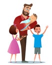 Vector Cartoon Illustration Concept Happy Family Royalty Free Stock Photo