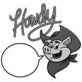 Howdy Cowboy Pig Illustration Royalty Free Stock Photo