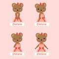 Cute bear suitable for kid name tag set design Royalty Free Stock Photo