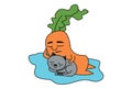 Vector Cartoon Illustration Of Cute Carrot And Cat