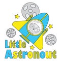 Vector cartoon illustration of cute fox boy as little astronaut suitable for kid t-shirt graphic design Royalty Free Stock Photo