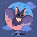 Vector cartoon illustration of cute friendly black bat character Royalty Free Stock Photo