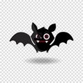 Vector cartoon illustration of cute friendly black bat character on transparent background Royalty Free Stock Photo