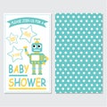 Robot boy on blue color background suitable for baby shower invitation Royalty Free Stock Photo