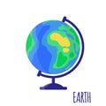 Vector cartoon illustration with desktop school Earth globe isolated on white background