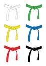 Set of karate belts isolated on white background Royalty Free Stock Photo