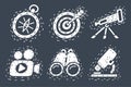 Hand drawn icon set on dark. Royalty Free Stock Photo