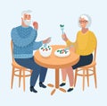 Elderly Couple Eating at a Fine Dining Restaurant Royalty Free Stock Photo