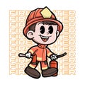 Vector cartoon illustration of a fireman