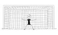 Vector Cartoon Illustration of Football or Soccer Goalkeeper Ready in Goal to Catch a Ball During Play