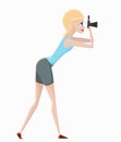 Vector cartoon illustration of a girl with a camera.