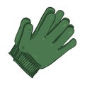 Vector Cartoon Illustration - Green Casual Gloves