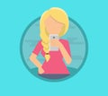 Vector cartoon illustration of guy taking selfi. Cheery handsome man taking a self photo. Young people using mobile Royalty Free Stock Photo