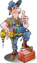 Vector cartoon illustration of a handyman Royalty Free Stock Photo