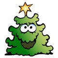 Vector Cartoon illustration of an happy Christmas Green Tree