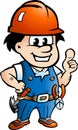 Vector Cartoon illustration of a Happy Construction Worker or Handyman Royalty Free Stock Photo