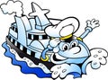 Vector Cartoon illustration of a Happy Cruise Ship Captain Mascot Royalty Free Stock Photo