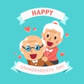 Vector cartoon illustration of happy grandpa and grandma grandparents day