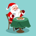 Vector cartoon illustration of happy looking Santa Claus sitting Royalty Free Stock Photo