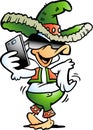 Vector Cartoon illustration of a Happy Mexican Duck talking in Smartphone Royalty Free Stock Photo