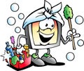 Vector Cartoon illustration of a Happy Screen or Monitor Cleaner Mascot