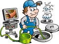 Vector Cartoon illustration of a Happy Sewer Master Handyman Royalty Free Stock Photo