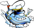 Vector Cartoon illustration of a Happy Ship Captain Mascot Royalty Free Stock Photo