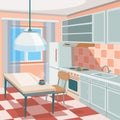 Vector cartoon illustration of a kitchen interior Royalty Free Stock Photo