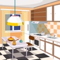 Vector cartoon illustration of a kitchen interior Royalty Free Stock Photo