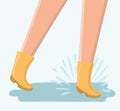 Vector cartoon illustration of legs of walking person.