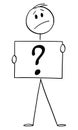 Vector Cartoon Illustration of Man or Businessman Holding Question Mark or Symbol Sign