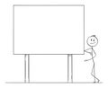 Vector Cartoon Illustration of Man or Businessman Leaning Towards and pointing at Empty Billboard