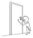 Vector Cartoon Illustration of Man or Businessman Looking Through Door Keyhole