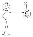 Vector Cartoon Illustration of Man or Businessman Showing Big Thumb Up Gesture Royalty Free Stock Photo