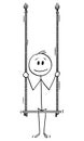 Vector Cartoon Illustration of Man or Businessman Sitting on Swing
