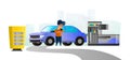 illustration of man with car on gas station Royalty Free Stock Photo