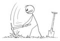 Vector Cartoon Illustration of Man Digging Hole With Pickax or Pick or Pickaxe