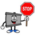 Radiator Mascot with a Stop Sign