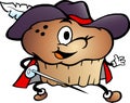 Vector Cartoon illustration of a Muffin Musketeer