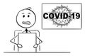 Vector Cartoon Illustration of Newscaster or Newsreader in Television Studio Talking About Coronavirus COVID-19 Disease