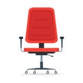 Vector cartoon illustration of an office chair in red color. Isolated on white background. Royalty Free Stock Photo